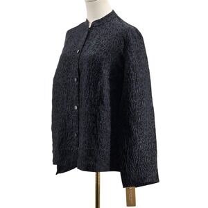 Kate‎ Hill Jacket Womens 14W Black Silk Blend Crepe Collared Button Relaxed